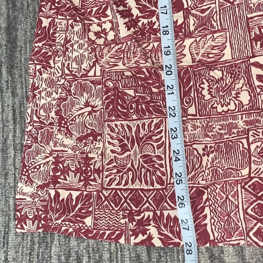 Vintage‎ Pride of Hawaii Mens XL Button Front Shirt Burgundy Floral Short Sleeve